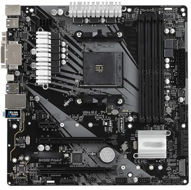 Placa Madre Placa Base Fit For ASRock B450M PRO4-F con 4 DIMM DDR4, M.2 NVME PCIe 3.0 AM4, Compatible con procesadores Ryzen 5 5600, 5600G, R7 5700X3D y 5800x3D.