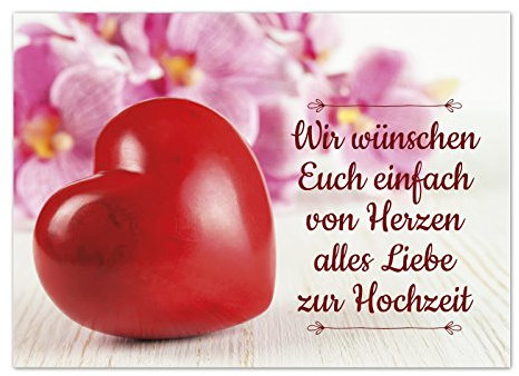 Einladungskarten Manufaktur Hamburg Glückwunsch-Karte zur Hochzeit mit Umschlag/Großes rotes Herz mit Spruch/Hochzeitskarte/Glückwunsch Karte