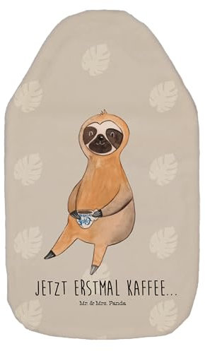 Mr. & Mrs. Panda Wärmflasche Faultier Kaffee - Geschenk, Kinderwärmflasche, Faultiere, Wärmflaschenbezug, Morgenmuffel, erster Kaffee, Wärmflasche