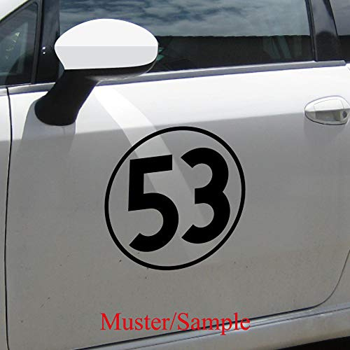 Aufkleber Tattoo 30cm schwarz Auto Tür Fenster Heck Klebe Folie Herbie Nr Startnummer 53