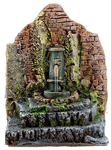 Holyart Brunnen mit Wasserhahn in Wand für Krippe, 15x15x10 cm