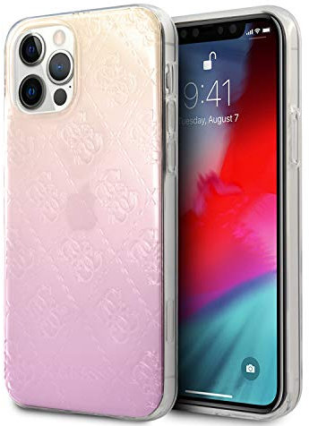 Guess GUHCP12M3D4GGPG Hülle für iPhone 12/12 Pro 6,1 rosa 3D Raised 4G Gradient