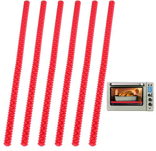 Oven Rack Protectors,6Pcs Silicon Oven Rack Shields Silicon Oven Rack Covers Silicone Oven Rack Guard Heat Resistant Silicone Oven Guards Protection Toaster Baking Edge Shields for Baking (Red)