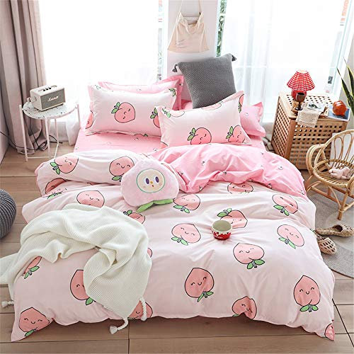 Morbuy Set Copripiumino Una Piazza e Mezza 200 x 200cm e 2 Federe, Sacco Copripiumino Reversibile Ragazza in Microfibra con Motivo di Carino, Copri Piumone Traspirante, Pesca Rosa