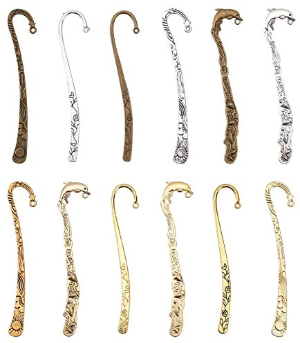 SUNNYCLUE 12 Stück Haken Lesezeichen Zubehör Metall Lesezeichen Haarnadel Streifen Haken Vintage Lesezeichen Clip Zum Basteln von Schmuckherstellung Charms Zubehör Zubehör Gemischte Farbe