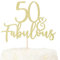 LOVENJOY 50 und Fabulous Geburtstag Tortendeko Gold Glitter Kuchen Topper für 50th Birthday Party Cake Dekoration Glittery