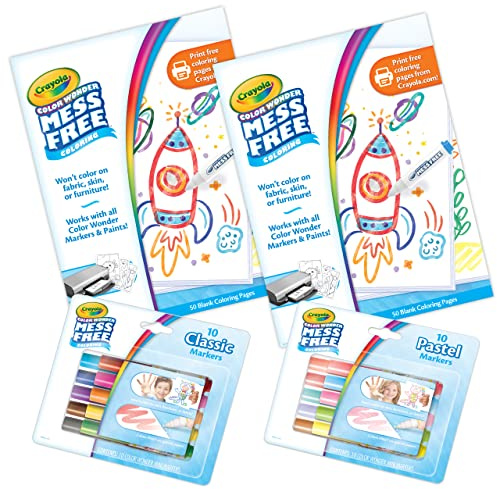 CRAYOLA Color Wonder Mess Free Coloring Kit (120ct), Coloring Pages & Mini Markers, Holiday Gift for for Toddlers, Travel Activity