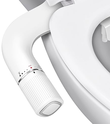 BIGCOW Ultra-Slim Bidet Attachment for Toilet - Dual Nozzle (Frontal & Rear Wash) with Adjustable Cold Water Pressure and Stainless Steel Inlet - Hygienic Solution for Fresh Cleanliness, Silver 1 Pcs