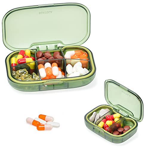 YXCHUA Tablettenbox 2 Stück Mode Reise Klein Pillendose 6 Fächer+3 Fächer Medikamentenbox-Pillen-Organizer-Pillendose-Fächer Tragbar Abnehmbare Pillenbox