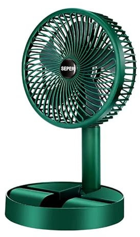ameego 2 In 1 Foldable Telescopic 3 Gear Summer Silent Retractable Portable Table and Floor Fan for Dormitory Home Outdoor Camping Office (Green)
