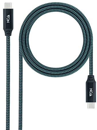 Nanocable 10.01.4300-COMB - USB 3.2 Gen2x2 20Gbps 5A/100W 4K/60Hz USB-C/M-USB-C/M Kabel, Farbe Grau/Schwarz, 0,5 m