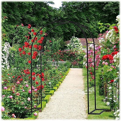 Arco Giardino in Ferro, Arco Pergolato Da Giardino Con Base, Metallo Graticcio Struttura Resistente Alle Intemperie Nero,Verde,W2.4M*H2.2M
