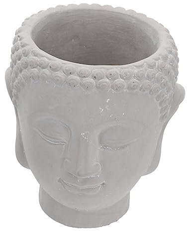 DOITOOL 1stk Buddha-Kopf-Topf Skulptur Pflanztopf Buddha Pflanzerkopf Buddha Blumentopf Dekoration Für Gartenskulpturen Schreibtisch Container Dekorative Blumen Zement Becken Weiß