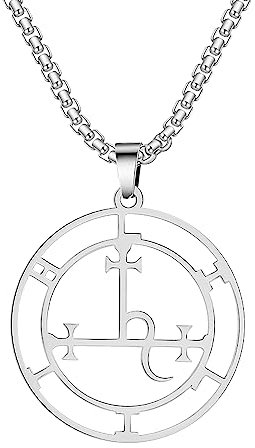 Siegel der Lilith Halskette für Frauen Männer Hecate Gothic Lilith Göttin Siegel Anhänger Halskette Luzifers Zeichen Mythologie Pagan Schmuck Geschenk (Lilith Boxkette silber)