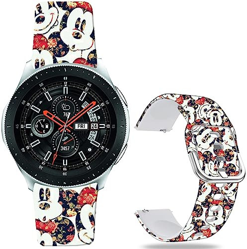 Leotop Silikonbänder Kompatibel mit Samsung Galaxy Watch 6 Classic 43mm 47mm/Samsung Galaxy Watch 76/5/4 40mm 44mm,20mm Sportarmbänder für Frauen Männer. (Cartoon Maus)