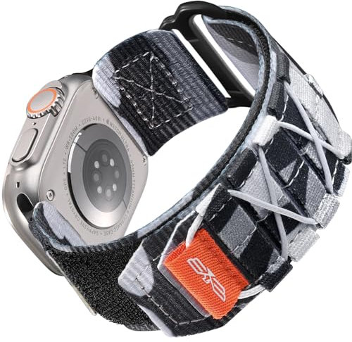 Bandletic Kompatibel mit Apple Watch Armband Ultra/Ultra 2 49mm 45mm 44mm 42mm, Sportarmband Nylon Geflochtenes Loop Band für iWatch Ultra/Ultra 2/SE/Series 9 8 7 6 5 4 3 2 1, L-Camo