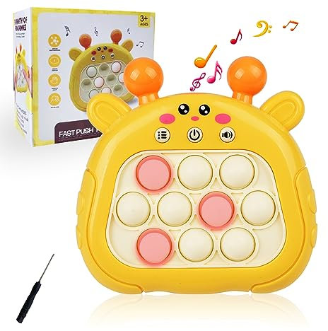 Schnelle Push Blasen Spielkonsole|Quick Push ,Push Spiel,Button Puzzle Pop Light up Spiel,pop it Puzzle Game Machine,Hand Eye Koordinierungsspiel (Gelb)
