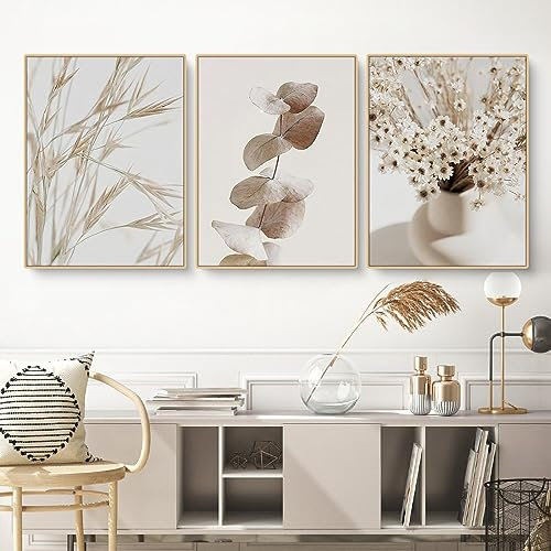 Herfair 3er Premium Poster Set,Leinwand Bilder Set Aufhängefertig in Boho Stil,Ohne Rahmen Leinwandbilder, Modern Wanddeko Bilder Set für Wohnzimmer Schlafzimmer (50x70cm)