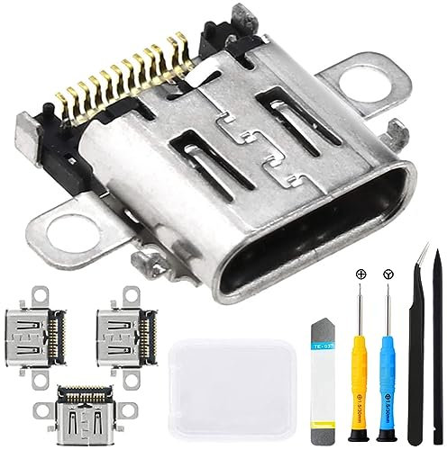 ZHUROUPU 4 Pack Remplacement du Port de Charge de Type-C Compatible avec la Console pour Nintendo Switch OLED Console Kit de réparation de Sobre de Chargeur pour NS Switch OLED Power Charger Repair