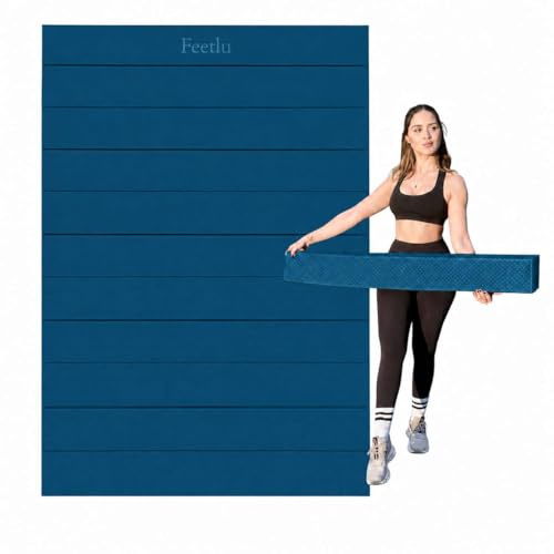 Feetlu Foldable Large Yoga Mat, Extra Space 72L x 48W (183 x 122 cm), 6mm & 8mm Thick, Workout Mat for Home Gym and Travel - Anti-Slip Folding Exercise Mat for Yoga & Pilates - Teal/Orange 8mm