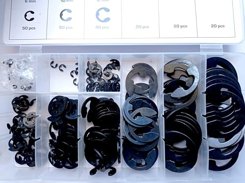 SIO Surtido Anillos Seeger RA DIN 6799 300 Piezas – Clips de Seguridad Eje Exterior – Juego Arandelas Retención Acero – Kit Anillos Circlip para Mecánica Automoción y Taller