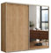B&M Furniture Großer Kleiderschrank mit Schiebetür und Spiegel - mit Einlegeböden und Kleiderstange - für Garderobe, Schlafzimmer - Freistehend - Holzimitat Eiche Gold Craft - 200 cm B, 245 cm H