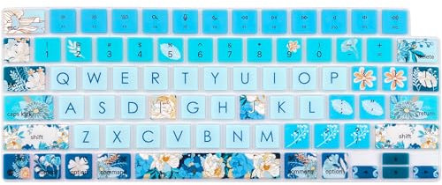 WSLUCKO Keyboard Cover Skin for 2021-2024 MacBook Pro 14/16 (A2442 A2485 A3112 A3401 A3403 A2992 A2779 A2780 A2991 A2918 M1/M2/M3 M4) & MacBook Air 13.6''/15'' (A2681 A3113 A2941 A3114), Peony