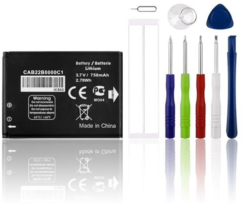 SwarKing Batterie de rechange CAB22B0000C1 CAB0400000C1 compatible avec Al-Catel One Touch 665, OT-665, OT-665x, OT-2010, OT-2010D, OT-2010G, Al-Catel Sesame II, Al-Catel OneTouch 2012 avec outils