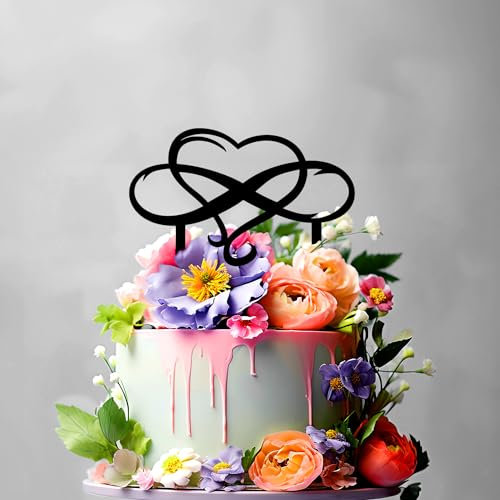 Herz Unendlichkeitszeichen - Cake Topper - Blumenstecker - Tortenstecker personalisiert in 7 Farbe Aus MDF Holz Tortenaufleger - Tortenfigur, Kuchen Deko - Blumen Deko (#R10)