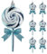 Pack of 6 Candy Christmas Decoration,Shiny & Glitter Lollipop Hanging Ornaments with Glitter Bows for Christmas Tree Wreaths Holiday Decoration (Ice Blue)