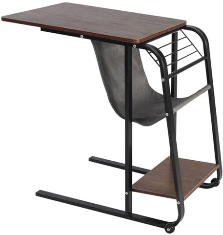 Höhenverstellbarer Beistelltisch mit Rollen Metall Überbetttisch, Mobiler Laptop Tisch mit Ablagefläche, Tragfähigkeit 30 Kg, Geeignet für Heime, Krankenhäuser(Brass)