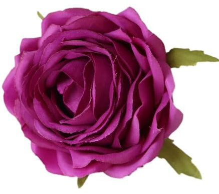 Lot de 15 têtes de roses artificielles avec feuille - Pour bricolage, mariage, fête, anniversaire, décoration de maison, 9 cm - Violet