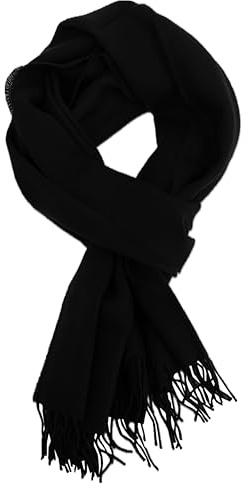 Wollschal Herrenschal Uni Fischgrat modisch schwarz 100% Wolle (Merino)