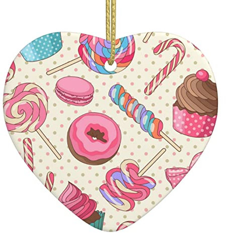 Süßer Lutscher Cupcake Weihnachten Keramik Liebe Anhänger Weihnachtsdekorationen Hängende Baumschmuck Home Decor
