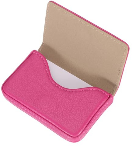 sourcing map Visitenkartenetui PU Leder Visitenkartenetui Tasche Visitenkartenhalter mit Magnetverschluss für Damen und Herren, Rosenrot