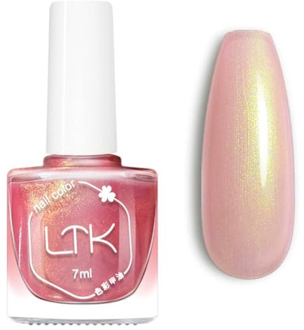 Pearl Nail Polish - Pearlescent Pink Nail Polish - Pink Glitter Nail Varnish - 60 Second Nail Varnish Mermaid - Iridescent Polish Strengthener Long Last - Nail Art DIY Home