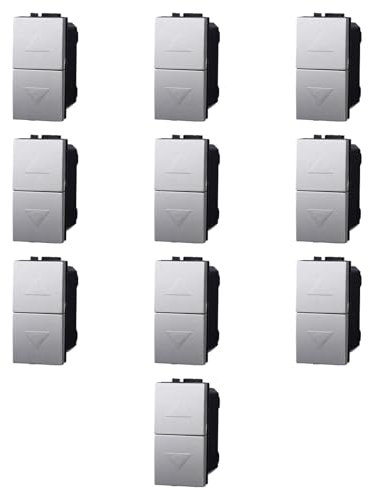 10x Pulsante doppio saliscendi, tapparelle, avvolgibili, Modulo Grigio, Compatibile Con BTicino Living, frutti, interruttori, pulsanti, deviatori, sensori, Per Placche originali e compatibili