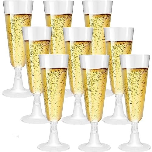 Alihoo Sektgläser, 50 Stück Durchsichtige Champagnergläser Plastik,Dessertbecher,Stielgläser 150ml, für Hochzeiten,Geburtstage & Partys
