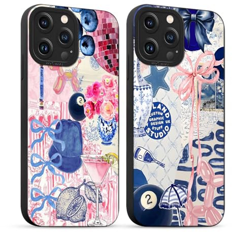 Yirlbey 2 Stück für iPhone 13 Pro Hülle 6,1 Zoll Collage Handyhülle Aesthetic Motiv Schleifen Muster Design, Weiche Bunt Silikon TPU Bumper Ultra Dünn Kameraschutz Schutzhülle Mädchen Case