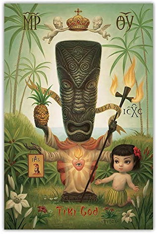 HSYIFF Bild Auf Leinwand Senza Cornice 40 * 60cm Mark Ryden Dio Tiki Dio Surseurrealist Immagine Casa moderna Pittura Poster su tela Stampe arte murale Immagine
