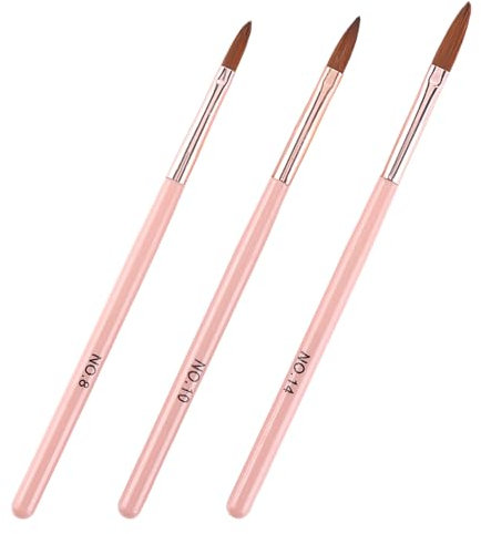 3 Pcs Acrylic Nail Brush Set, Size 8/10/14 Nail Brush Set for Acrylic Powder, Nail Art Brushes, Nail Brush Set for Nail Extension Acrylic Nail Art Design Women Gift Set