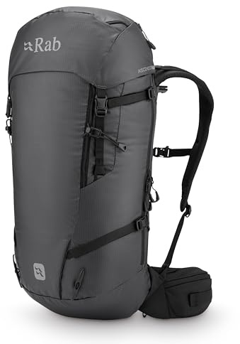Rab Ascendor Rucksack – strapazierfähiger, leichter Tagesrucksack zum Klettern und Bergsteigen, Schwarz , 35-Liter (Back Length - Medium)