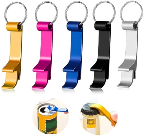 PERSENTU 5Pcs Bottle Opener Keyring,Wine and Beer Bottle Openers,Wall Mount Keyring Bottle Openers, Mini Outdoor Bottle Opener for Men Women Daily Use and Gift