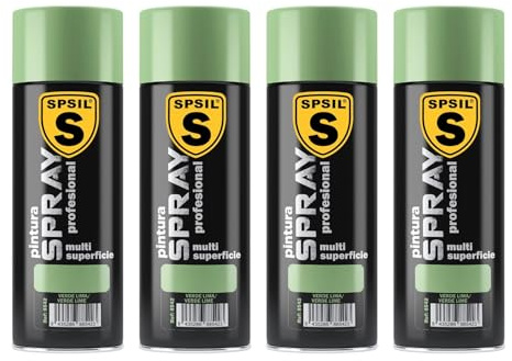 SPSIL Pintura Spray Brillante Verde Lima(pack of 4) 400ml, Metal Secado RápidoPintura Profesional Interior Exterior, Aplicación Fácil en Madera Plástico, DIY Decoración Muebles Automóviles