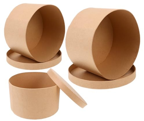 IMIKEYA 3 Stück Runde Nistkasten mit Deckel aus Kraftpapier Recycelbar und Attraktives Design für Geschenke und Partys Praktische Aufbewahrung für Schmuck und Gebäck