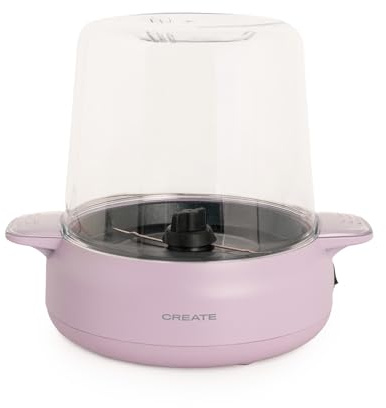CREATE/POPCORN MAKER STUDIO/Máquina de palomitas con fundidor de mantequilla lavanda/Fácil de usar, Hasta 100g de maiz, Palomita en 5 min, Palomitas dulces o saladas, 500W