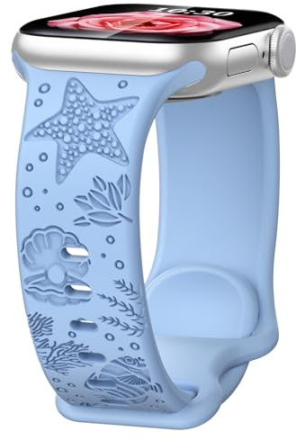 Paovkoi Correa Compatible con Apple Watch 40mm 44mm 42mm 46mm 41mm 45mm 38mm 49mm, Silicona con Tortuga Motivos, Pulsera de Repuesto para Apple iWatch Serie 11 10 9 8 7 6 5 4 3 SE Ultra - Blanco/verde