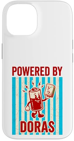 Powered By Doras Retro Battery Mahjong Tile Case for iPhone 14