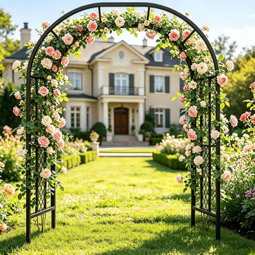 Rosenbogen,Torbogen, Garten Rankgitter Rosenhilfe, Torbogen Hochzeitsbogen, Gartenbogen,Verzierung Kletterer, Garten Decoration, Wetterfest, Metall Stabil, Pulverbeschichtetem Stahl