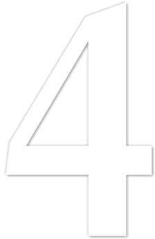 Zahlen-Aufkleber Nr. 4 in weiß I Höhe 40 cm I selbstklebende Haus-Nummer, Ziffer zum Aufkleben für Außen, Tür I wetterfest I kfz_466_4